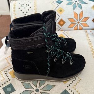 UGG Black Winter Boots with Blue Laces